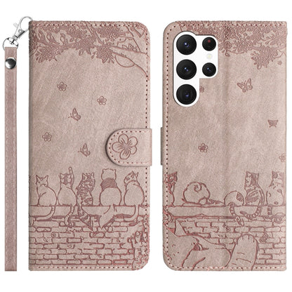 Cat Embossing Pattern Leather Phone Case with Lanyard, For Samsung Galaxy S24 Ultra, For Samsung Galaxy A24, For Samsung Galaxy A15 5G, For Samsung Galaxy A14, For Samsung Galaxy S24+, For Samsung Galaxy A55, For Samsung Galaxy S24, For Samsung Galaxy ...