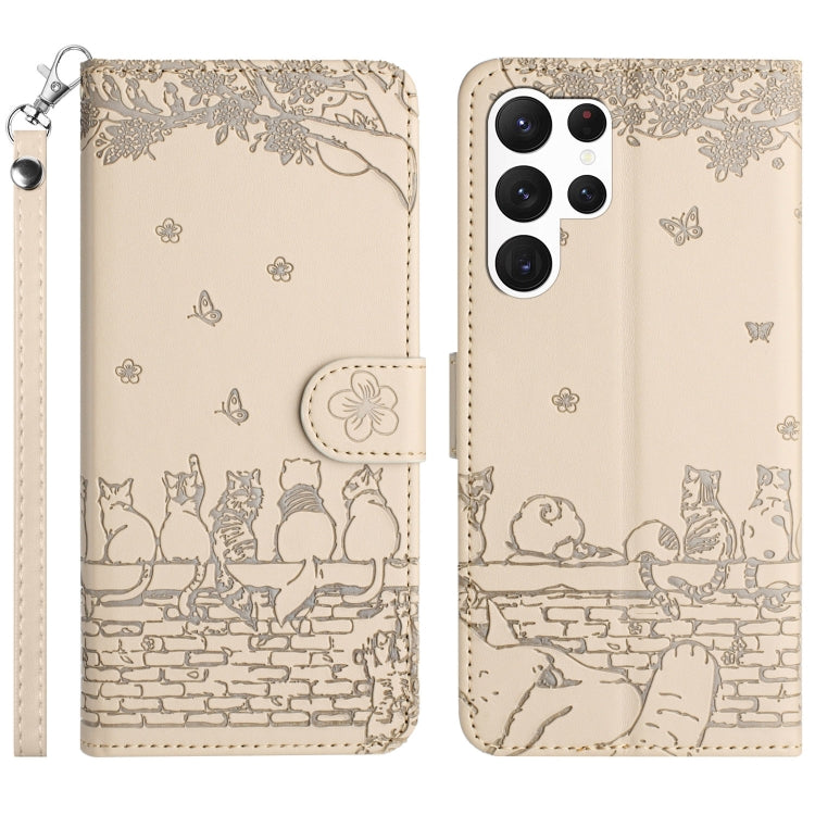 Cat Embossing Pattern Leather Phone Case with Lanyard, For Samsung Galaxy S24 Ultra, For Samsung Galaxy A24, For Samsung Galaxy A15 5G, For Samsung Galaxy A14, For Samsung Galaxy S24+, For Samsung Galaxy A55, For Samsung Galaxy S24, For Samsung Galaxy ...