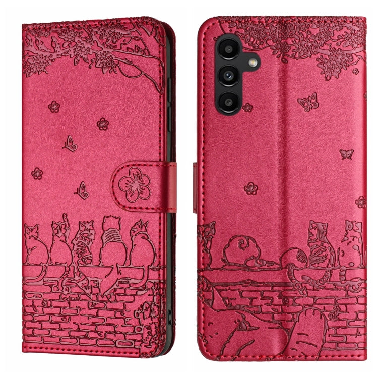 Cat Embossing Pattern Leather Phone Case with Lanyard, For Samsung Galaxy A54, For Samsung Galaxy A05s, For Samsung Galaxy A15, For Samsung Galaxy S23 FE, For Samsung Galaxy S23 Ultra, For Samsung Galaxy S23, For Samsung Galaxy S20 FE                  ...