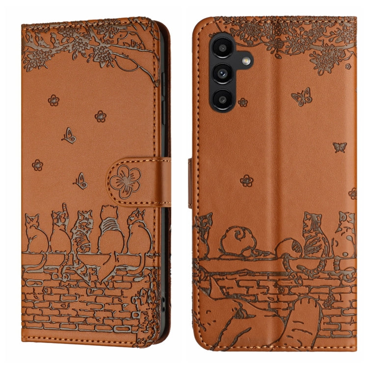 Cat Embossing Pattern Leather Phone Case with Lanyard, For Samsung Galaxy A54, For Samsung Galaxy A05s, For Samsung Galaxy A15, For Samsung Galaxy S23 FE, For Samsung Galaxy S23 Ultra, For Samsung Galaxy S23, For Samsung Galaxy S20 FE                  ...