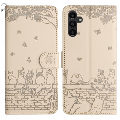 Cat Embossing Pattern Leather Phone Case with Lanyard, For Samsung Galaxy S24 Ultra, For Samsung Galaxy A24, For Samsung Galaxy A15 5G, For Samsung Galaxy A14, For Samsung Galaxy S24+, For Samsung Galaxy A55, For Samsung Galaxy S24, For Samsung Galaxy ...