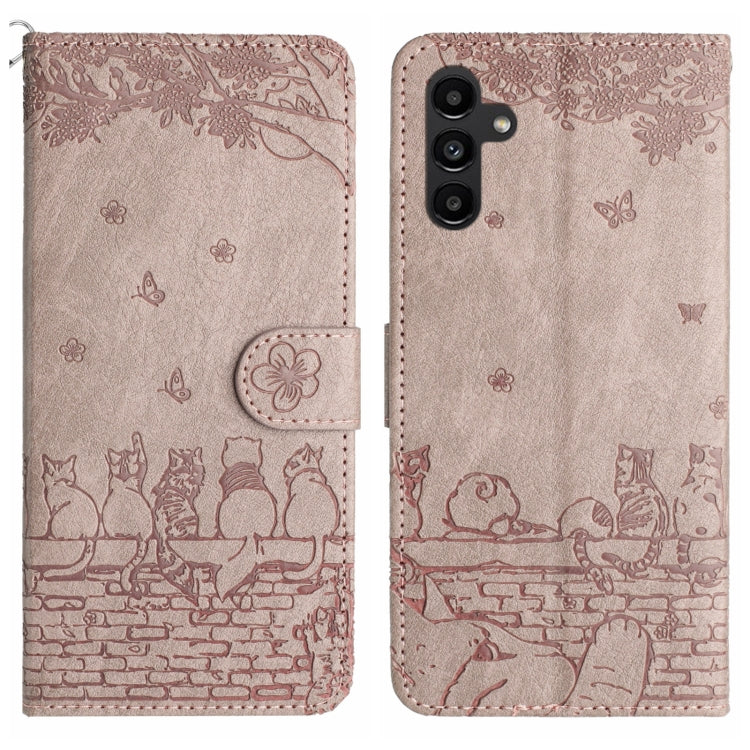 Cat Embossing Pattern Leather Phone Case with Lanyard, For Samsung Galaxy S24 Ultra, For Samsung Galaxy A24, For Samsung Galaxy A15 5G, For Samsung Galaxy A14, For Samsung Galaxy S24+, For Samsung Galaxy A55, For Samsung Galaxy S24, For Samsung Galaxy ...
