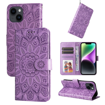 Embossed Sunflower Leather Phone Case, For iPhone 15 Pro Max, For iPhone 15 Pro, For iPhone 15 Plus, For iPhone 15