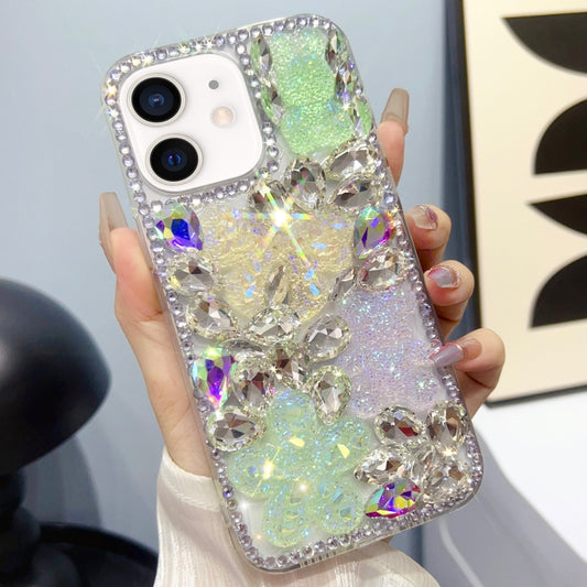 Ice Crystal Bow Knot Full Diamond TPU Phone Case, For iPhone 11