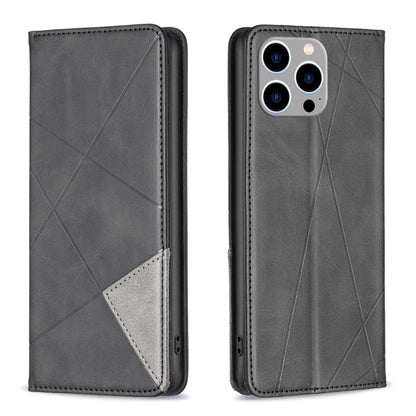Rhombus Texture Magnetic Leather Phone Case, For iPhone 15 Pro Max, For iPhone 15 Pro, For iPhone 15 Plus, For iPhone 15