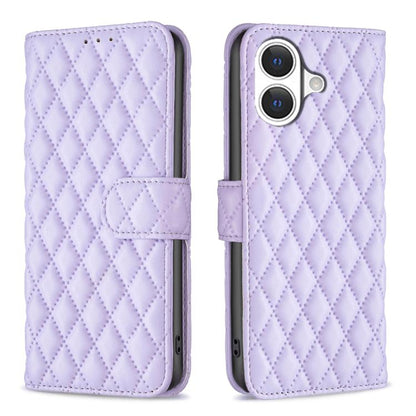 Diamond Lattice Wallet Flip Leather Phone Case, For iPhone 17e / 16e, For iPhone 17 Pro Max, For iPhone 17 Pro, For iPhone 17, For iPhone Air, For iPhone 16 Pro Max, For iPhone 16 Pro, For iPhone 16 Plus