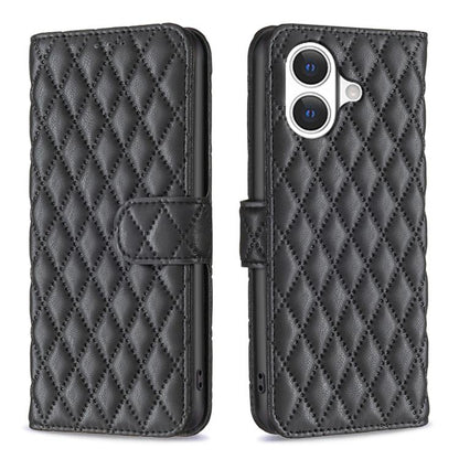 Diamond Lattice Wallet Flip Leather Phone Case, For iPhone 17e / 16e, For iPhone 17 Pro Max, For iPhone 17 Pro, For iPhone 17, For iPhone Air, For iPhone 16 Pro Max, For iPhone 16 Pro, For iPhone 16 Plus