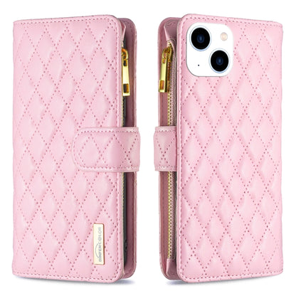 Diamond Lattice Zipper Wallet Leather Flip Phone Case, For iPhone 15 Pro Max, For iPhone 15 Pro, For iPhone 15 Plus, For iPhone 15