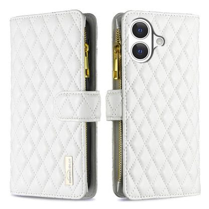 Diamond Lattice Zipper Wallet Leather Flip Phone Case, For iPhone 18 Pro/17 Pro, For iPhone 18 Pro Max/17 Pro Max, For iPhone 17, For iPhone 17 Air, For iPhone 16 Pro Max, For iPhone 16 Pro, For iPhone 16 Plus, For iPhone 16