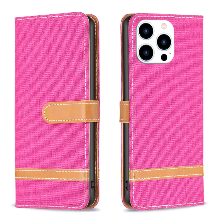Color Block Denim Texture Leather Phone Case, For iPhone 15 Pro, For iPhone 15 Plus, For iPhone 15