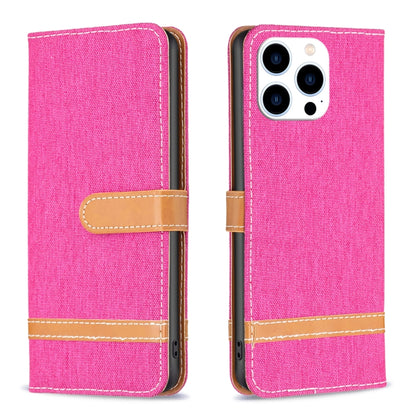 Color Block Denim Texture Leather Phone Case, For iPhone 15 Pro, For iPhone 15 Plus, For iPhone 15