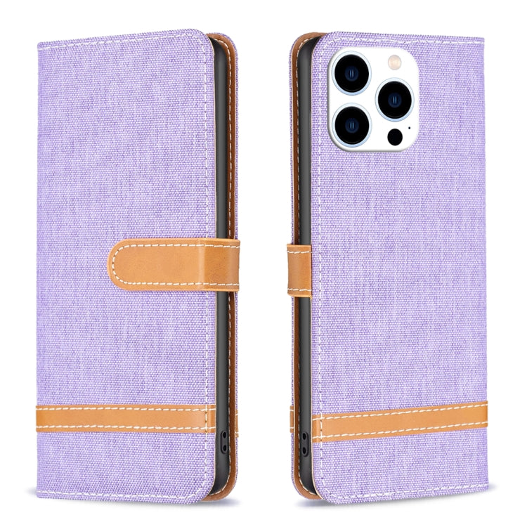 Color Block Denim Texture Leather Phone Case, For iPhone 15 Pro, For iPhone 15 Plus, For iPhone 15