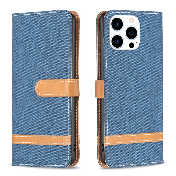 Color Block Denim Texture Leather Phone Case, For iPhone 15 Pro, For iPhone 15 Plus, For iPhone 15