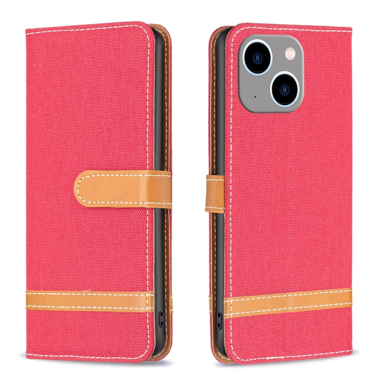 Color Block Denim Texture Leather Phone Case, For iPhone 15 Pro, For iPhone 15 Plus, For iPhone 15