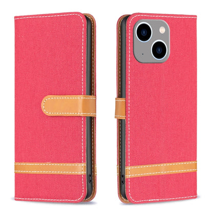 Color Block Denim Texture Leather Phone Case, For iPhone 15 Pro, For iPhone 15 Plus, For iPhone 15