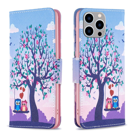 Colored Drawing Pattern Flip Leather Phone Case, For iPhone 15 Pro Max, For iPhone 15 Pro, For iPhone 15 Plus, For iPhone 15
