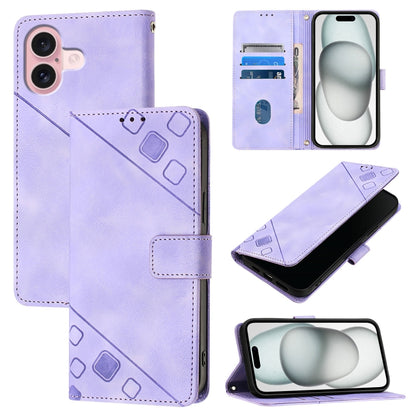 Skin-feel Embossed Leather Phone Case, For iPhone 16, For iPhone 15 Pro Max, For iPhone 15 Pro, For iPhone 15 Plus, For iPhone 15, For iPod Touch 7 / 6 / 5
