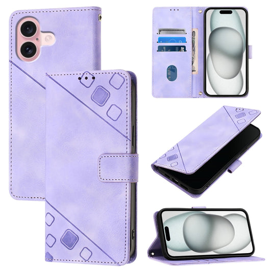 Skin-feel Embossed Leather Phone Case, For iPhone 16, For iPhone 15 Pro Max, For iPhone 15 Pro, For iPhone 15 Plus, For iPhone 15, For iPod Touch 7 / 6 / 5