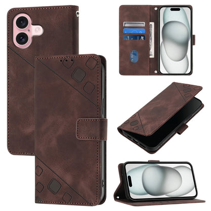 Skin-feel Embossed Leather Phone Case, For iPhone 16, For iPhone 15 Pro Max, For iPhone 15 Pro, For iPhone 15 Plus, For iPhone 15, For iPod Touch 7 / 6 / 5
