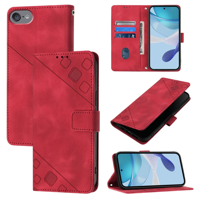 Skin-feel Embossed Leather Phone Case, For iPhone 16, For iPhone 15 Pro Max, For iPhone 15 Pro, For iPhone 15 Plus, For iPhone 15, For iPod Touch 7 / 6 / 5
