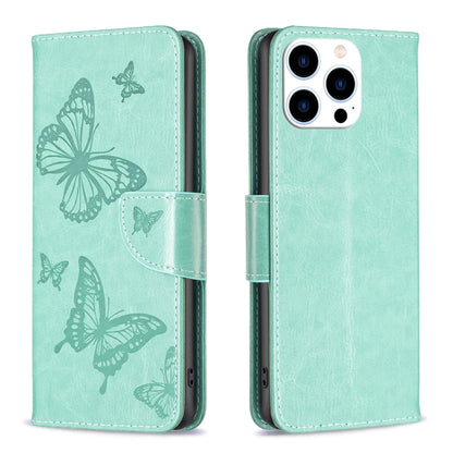 Embossing Two Butterflies Pattern Leather Phone Case, For iPhone 16 Pro Max, For iPhone 16 Pro, For iPhone 16 Plus, For iPhone 16, For iPhone 15 Pro Max, For iPhone 15 Pro, For iPhone 15 Plus, For iPhone 15