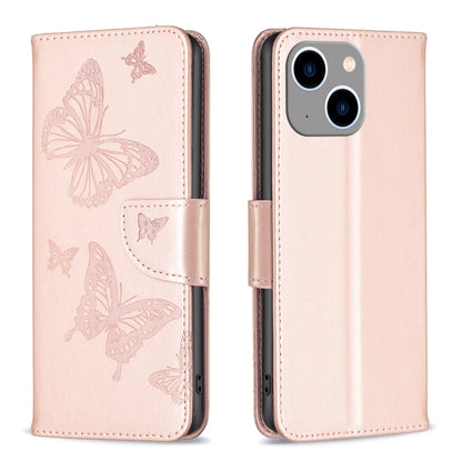 Embossing Two Butterflies Pattern Leather Phone Case, For iPhone 16 Pro Max, For iPhone 16 Pro, For iPhone 16 Plus, For iPhone 16, For iPhone 15 Pro Max, For iPhone 15 Pro, For iPhone 15 Plus, For iPhone 15