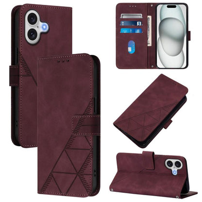 Crossbody 3D Embossed Flip Leather Phone Case, For iPhone 16e / 17e, For iPhone 17 Pro Max, For iPhone 17 Pro, For iPhone 17, For iPhone Air, For iPhone 16 Pro Max, For iPhone 16 Pro, For iPhone 16 Plus