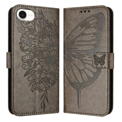 Embossed Butterfly Leather Phone Case, For iPhone 17e / 16e, For iPhone 17 Pro Max, For iPhone 17 Pro, For iPhone 17, For iPhone Air, For iPhone 16 Pro Max