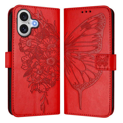 Embossed Butterfly Leather Phone Case, For iPhone 17e / 16e, For iPhone 17 Pro Max, For iPhone 17 Pro, For iPhone 17, For iPhone Air, For iPhone 16 Pro Max