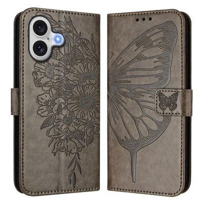 Embossed Butterfly Leather Phone Case, For iPhone 17e / 16e, For iPhone 17 Pro Max, For iPhone 17 Pro, For iPhone 17, For iPhone Air, For iPhone 16 Pro Max