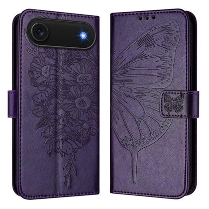 Embossed Butterfly Leather Phone Case, For iPhone 17e / 16e, For iPhone 17 Pro Max, For iPhone 17 Pro, For iPhone 17, For iPhone Air, For iPhone 16 Pro Max