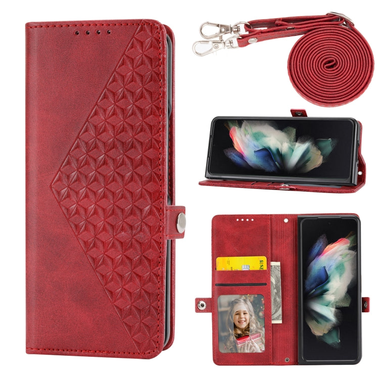 Cubic Grid Calf Texture Magnetic Leather Phone Case, For Samsung Galaxy Z Flip6 / Flip7 FE, For Samsung Galaxy Z Fold6, For Samsung Galaxy Z Fold5, For Samsung Galaxy Z Flip5