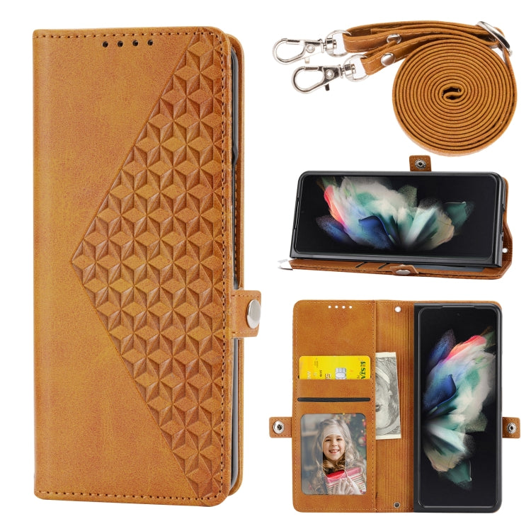 Cubic Grid Calf Texture Magnetic Leather Phone Case, For Samsung Galaxy Z Flip6 / Flip7 FE, For Samsung Galaxy Z Fold6, For Samsung Galaxy Z Fold5, For Samsung Galaxy Z Flip5