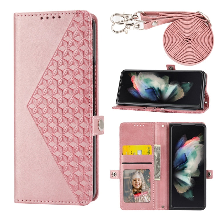 Cubic Grid Calf Texture Magnetic Leather Phone Case, For Samsung Galaxy Z Flip6 / Flip7 FE, For Samsung Galaxy Z Fold6, For Samsung Galaxy Z Fold5, For Samsung Galaxy Z Flip5
