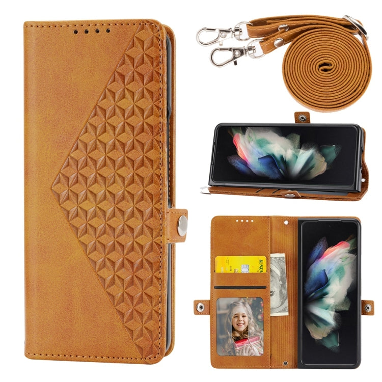 Cubic Grid Calf Texture Magnetic Leather Phone Case, For Samsung Galaxy Z Flip6 / Flip7 FE, For Samsung Galaxy Z Fold6, For Samsung Galaxy Z Fold5, For Samsung Galaxy Z Flip5