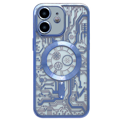 Electroplated Circuit Board Pattern MagSafe Phone Case, For iPhone 13, For iPhone 12, For iPhone 12 Pro Max, For iPhone 12 Pro, For iPhone 11 Pro Max, For iPhone 11
