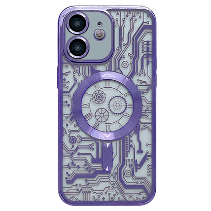 Electroplated Circuit Board Pattern MagSafe Phone Case, For iPhone 13, For iPhone 12, For iPhone 12 Pro Max, For iPhone 12 Pro, For iPhone 11 Pro Max, For iPhone 11