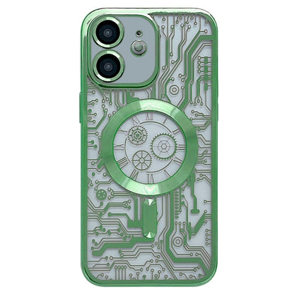 Electroplated Circuit Board Pattern MagSafe Phone Case, For iPhone 13, For iPhone 12, For iPhone 12 Pro Max, For iPhone 12 Pro, For iPhone 11 Pro Max, For iPhone 11