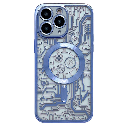 Electroplated Circuit Board Pattern MagSafe Phone Case, For iPhone 13, For iPhone 12, For iPhone 12 Pro Max, For iPhone 12 Pro, For iPhone 11 Pro Max, For iPhone 11