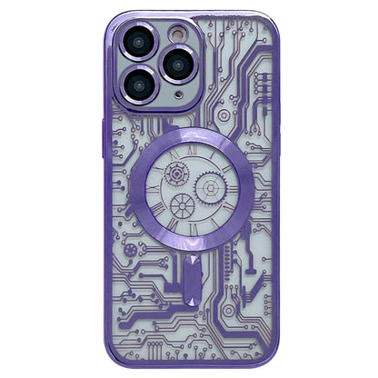 Electroplated Circuit Board Pattern MagSafe Phone Case, For iPhone 13, For iPhone 12, For iPhone 12 Pro Max, For iPhone 12 Pro, For iPhone 11 Pro Max, For iPhone 11