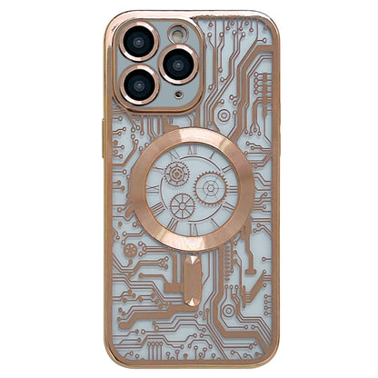 Electroplated Circuit Board Pattern MagSafe Phone Case, For iPhone 13, For iPhone 12, For iPhone 12 Pro Max, For iPhone 12 Pro, For iPhone 11 Pro Max, For iPhone 11