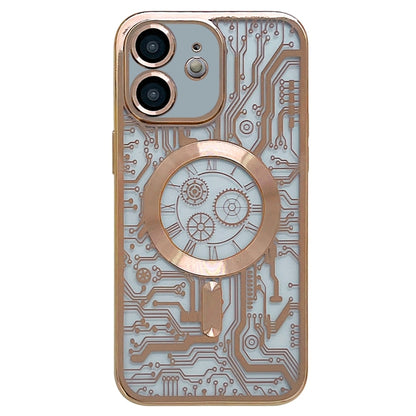 Electroplated Circuit Board Pattern MagSafe Phone Case, For iPhone 13, For iPhone 12, For iPhone 12 Pro Max, For iPhone 12 Pro, For iPhone 11 Pro Max, For iPhone 11