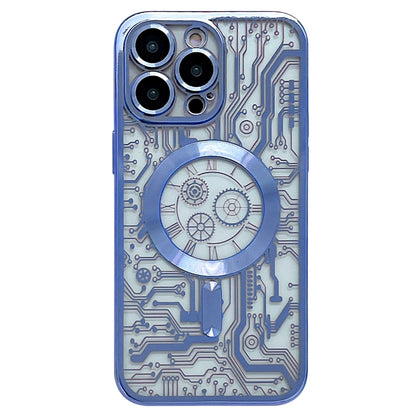 Electroplated Circuit Board Pattern MagSafe Phone Case, For iPhone 13, For iPhone 12, For iPhone 12 Pro Max, For iPhone 12 Pro, For iPhone 11 Pro Max, For iPhone 11