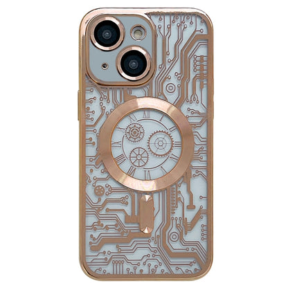 Electroplated Circuit Board Pattern MagSafe Phone Case, For iPhone 13, For iPhone 12, For iPhone 12 Pro Max, For iPhone 12 Pro, For iPhone 11 Pro Max, For iPhone 11