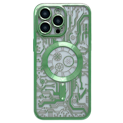 Electroplated Circuit Board Pattern MagSafe Phone Case, For iPhone 14 Plus, For iPhone 14, For iPhone 14 Pro, For iPhone 14 Pro Max, For iPhone 13 Pro Max, For iPhone 13 Pro