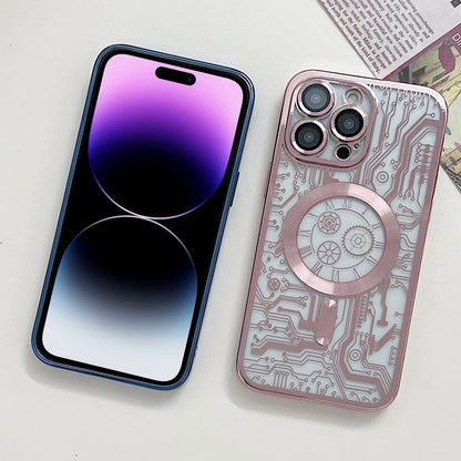 Electroplated Circuit Board Pattern MagSafe Phone Case, For iPhone 13, For iPhone 12, For iPhone 12 Pro Max, For iPhone 12 Pro, For iPhone 11 Pro Max, For iPhone 11
