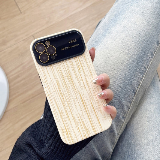 Wood Grain TPU Phone Case with Lens Film, For iPhone 14 Plus, For iPhone 14, For iPhone 14 Pro, For iPhone 14 Pro Max, For iPhone SE 2022 / 2020 / 8 / 7, For iPhone 13 Pro Max, For iPhone 13 Pro, For iPhone 13, For iPhone 12, For iPhone 12 Pro Max