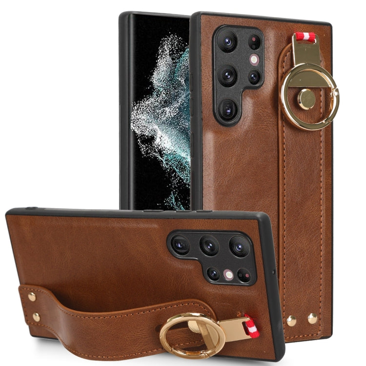 Wristband Leather Back Phone Case, For Samsung Galaxy A05s 4G, For Samsung Galaxy S24 Ultra 5G, For Samsung Galaxy M34 5G, For Samsung Galaxy Z Fold4, For Samsung Galaxy S24+ 5G, For Samsung Galaxy Z Flip4, For Samsung Galaxy S23 FE 5G                 ...