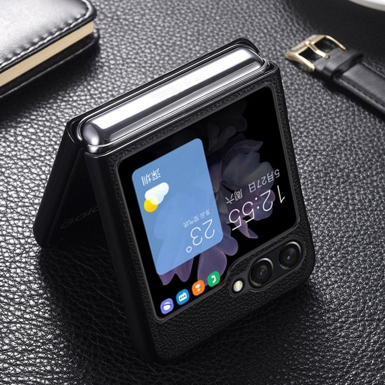 Genuine Leather Shockproof Protective Phone Case, For Samsung Galaxy Z Flip6 / Flip7 FE, For Samsung Galaxy Z Flip5