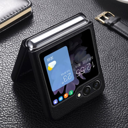 Genuine Leather Shockproof Protective Phone Case, For Samsung Galaxy Z Flip6 / Flip7 FE, For Samsung Galaxy Z Flip5